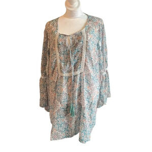 Jessica Simpson 3XL women's floral blouse, peach and blue